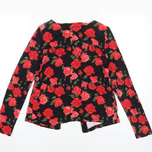 Chillytime Women's Black Floral Long Sleeve Blouse Size 10