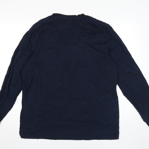 Marks and Spencer Men's Blue Long Sleeve Crew Neck T-Shirt XL