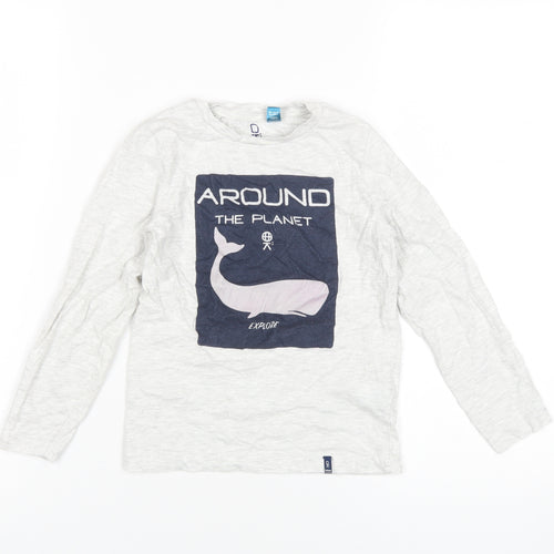 Okaidi Boys White Graphic Long Sleeve T-Shirt 6 Years