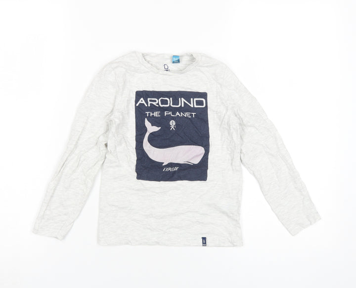 Okaidi Boys White Graphic Long Sleeve T-Shirt 6 Years