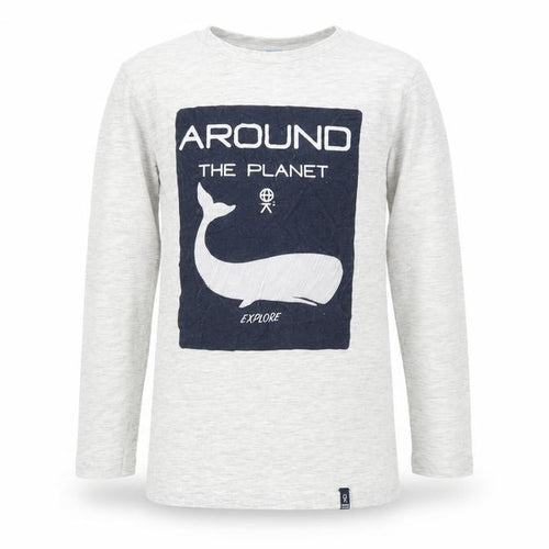 Okaidi Boys White Graphic Long Sleeve T-Shirt 6 Years