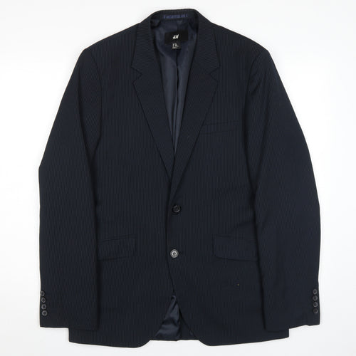 H&M Men's Black 40R Regular Blazer, 2-Button, Formal