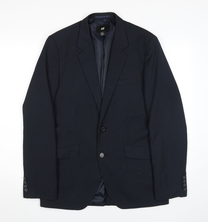H&M Men's Black 40R Regular Blazer, 2-Button, Formal
