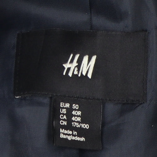 H&M Men's Black 40R Regular Blazer, 2-Button, Formal