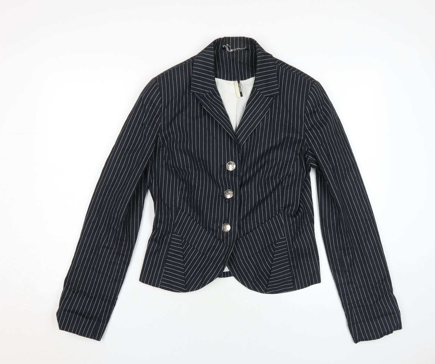 Topshop Women's Black Pinstripe Suit Jacket Size 12