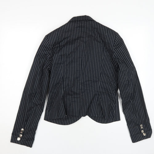 Topshop Women's Black Pinstripe Suit Jacket Size 12