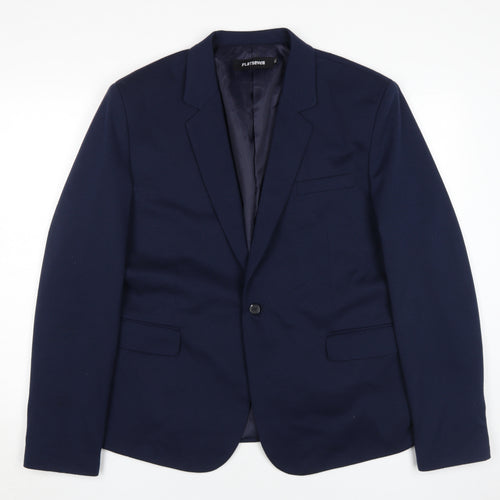 FLATSEVEN Men's Blue Blazer XL, Rayon Blend Fashion