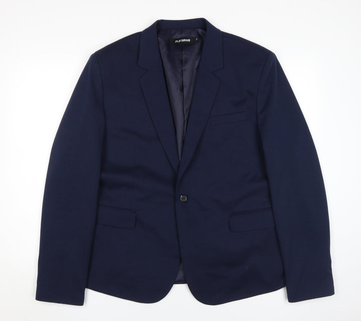 FLATSEVEN Men's Blue Blazer XL, Rayon Blend Fashion