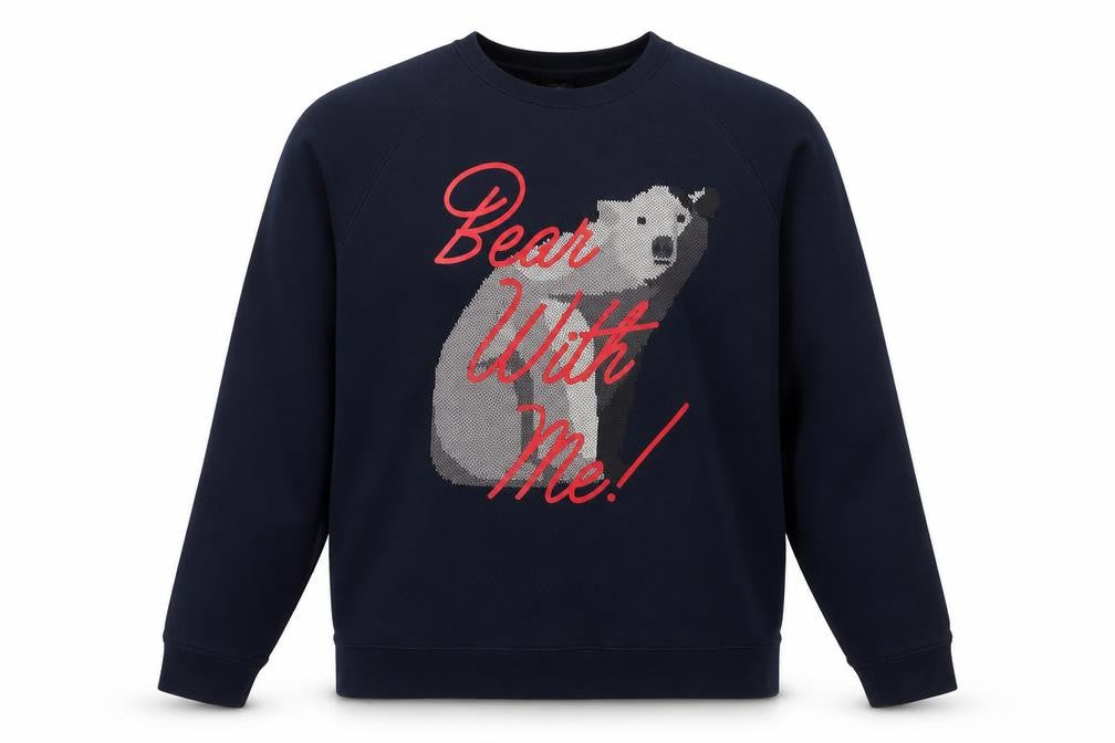 Front view of H&M Men's Blue Pullover Sweatshirt L - Animal Print