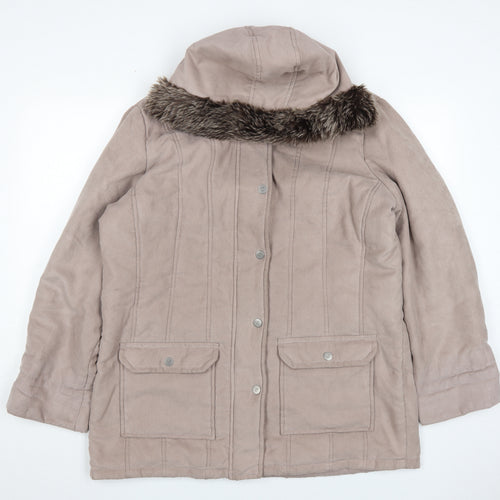 Eastex Women's Beige Coat Size 16 Faux Fur Trim