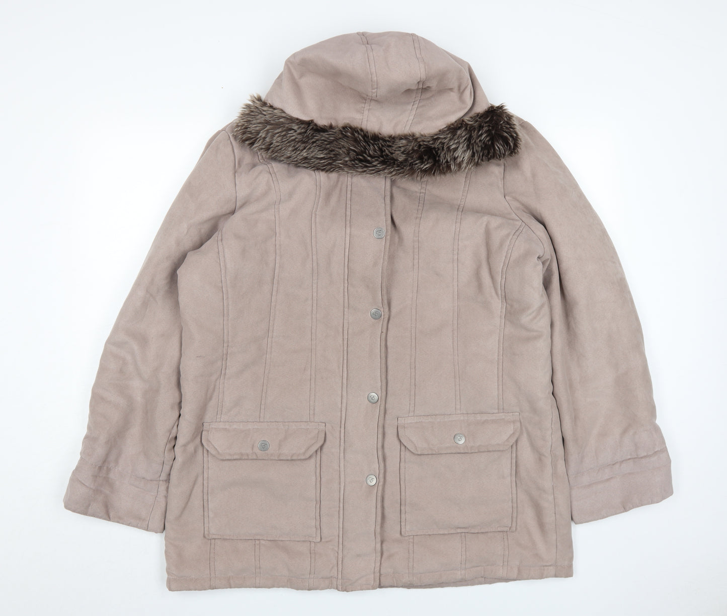 Eastex Women's Beige Coat Size 16 Faux Fur Trim