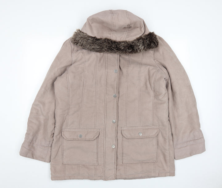 Eastex Women's Beige Coat Size 16 Faux Fur Trim
