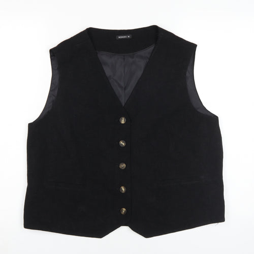 Roman Women's Black Waistcoat Size 16 Linen Blend