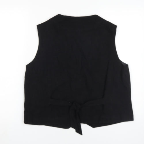 Roman Women's Black Waistcoat Size 16 Linen Blend