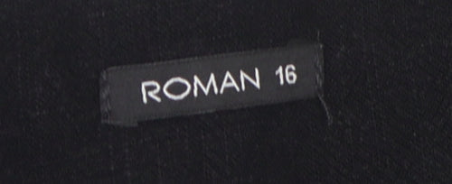 Roman Women's Black Waistcoat Size 16 Linen Blend