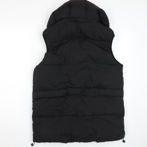Zara Men's Black Puffer Waistcoat S Hooded Casual