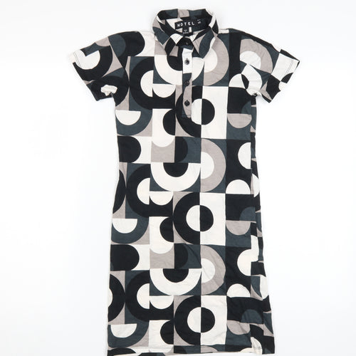 Motel Women's XS Black Geometric Shirt Dress