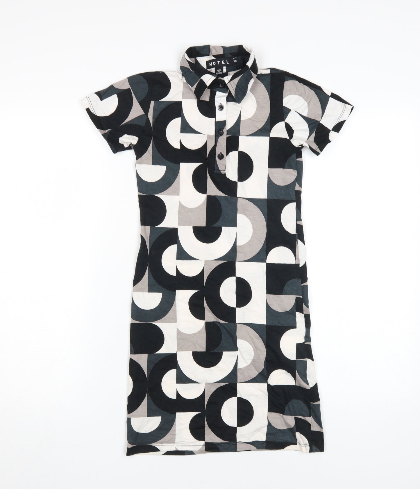 Motel Women's XS Black Geometric Shirt Dress