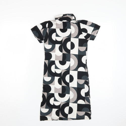 Motel Women's XS Black Geometric Shirt Dress