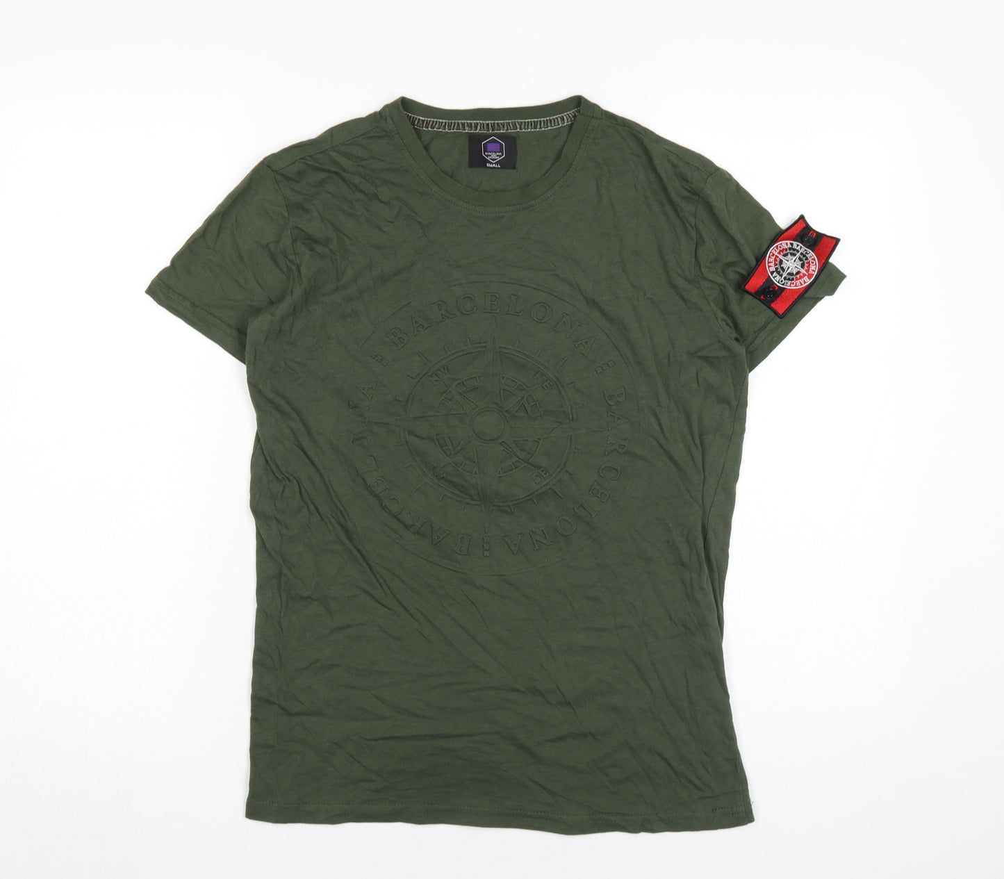 Barcelona Designs Men's Green Crew Neck T-Shirt, Size S
