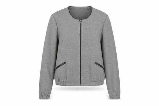 Front view of BAF Women's Grey Check Basic Jacket, size 12