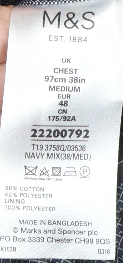 Marks and Spencer Men's Grey Blazer 38 Regular