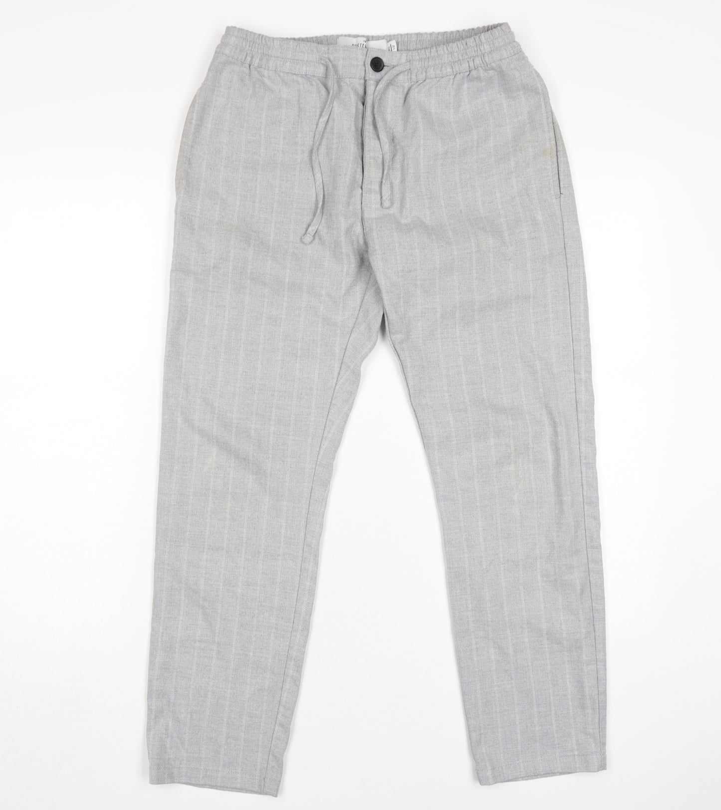 Topman Grey Striped Jogger Trousers for Men, Size 32