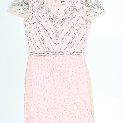 Boohoo Women’s Pink Sequin Bodycon Dress - Size 8