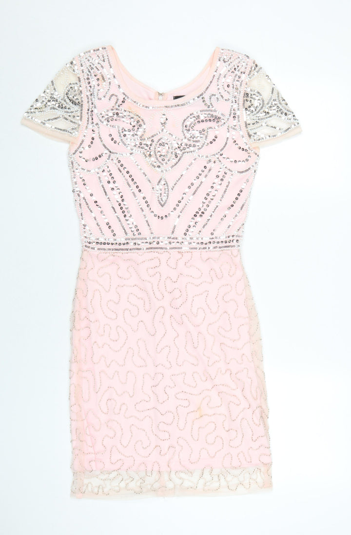 Boohoo Women’s Pink Sequin Bodycon Dress - Size 8