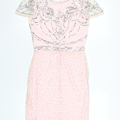 Boohoo Women’s Pink Sequin Bodycon Dress - Size 8