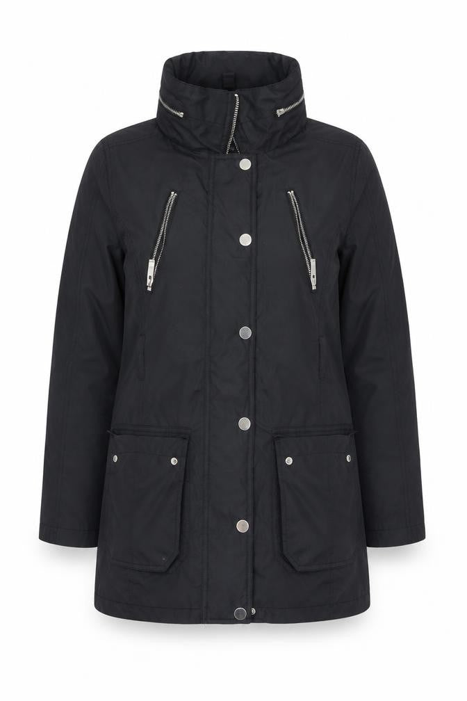 Front view of TECHLAB Women's Black Parka Jacket, size 10