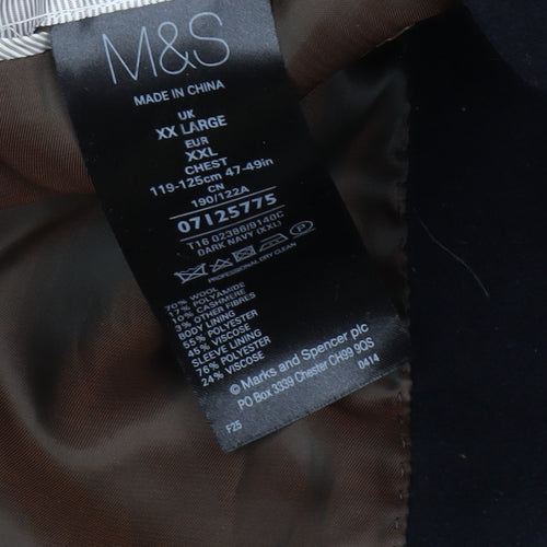 Marks and Spencer Men's Black Wool Cashmere Overcoat 2XL