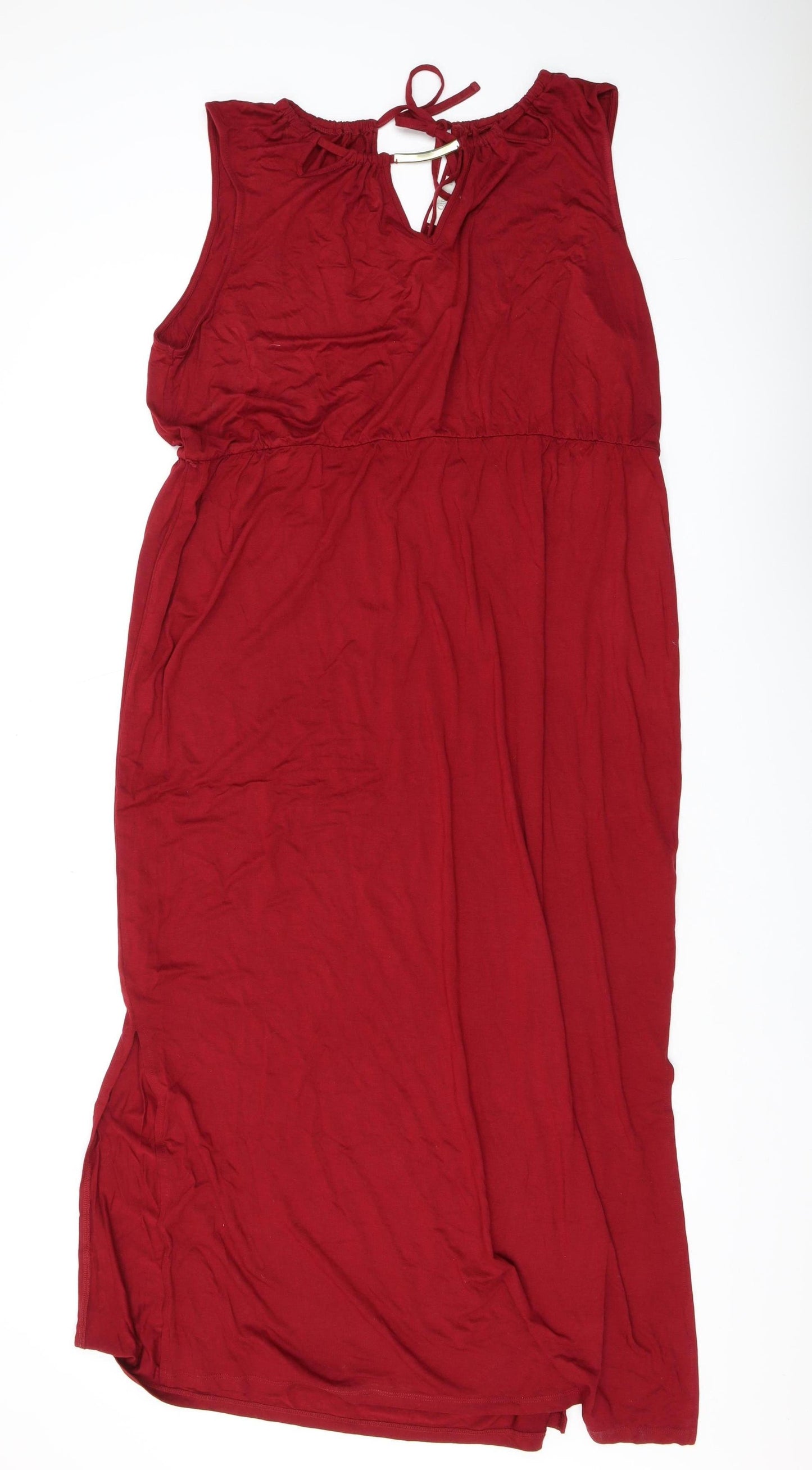 Oasis Women's Red Midi Slip Dress, Size 18 Sleeveless