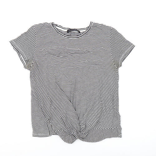 Hallhuber Women's Black Striped T-Shirt, L