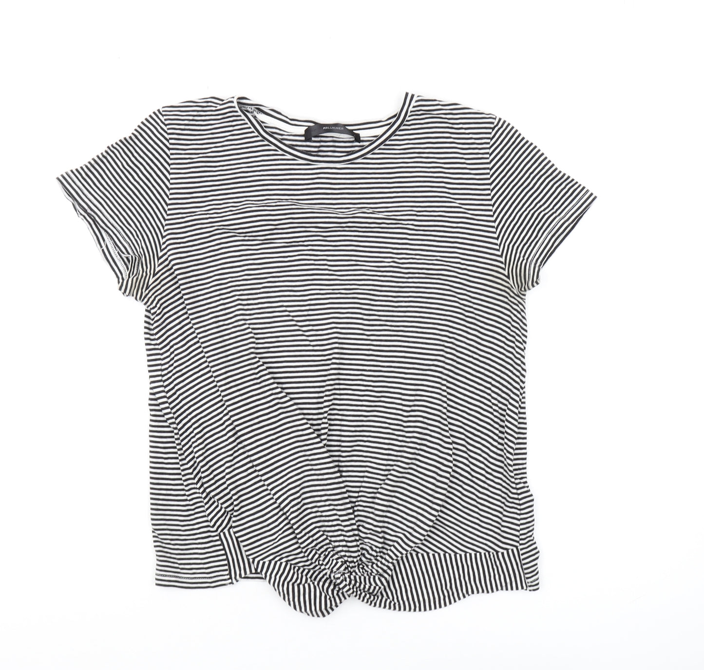 Hallhuber Women's Black Striped T-Shirt, L