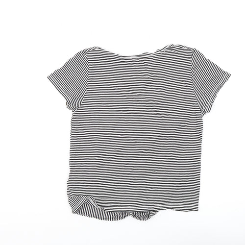 Hallhuber Women's Black Striped T-Shirt, L