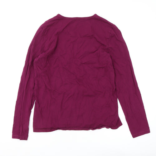 Lands' End Women's Purple V-Neck Long Sleeve T-Shirt M