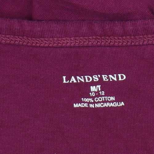 Lands' End Women's Purple V-Neck Long Sleeve T-Shirt M