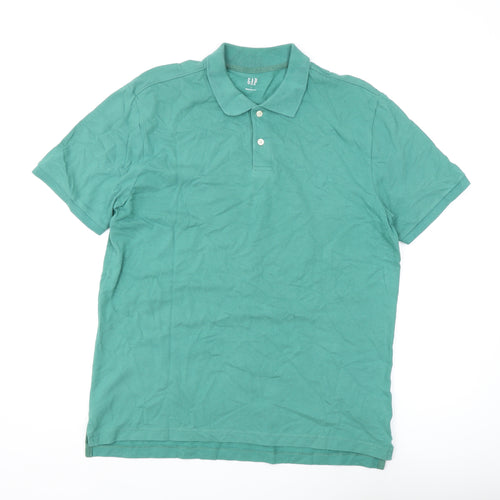 Gap Men's Green Polo Shirt - Size L, Short Sleeve