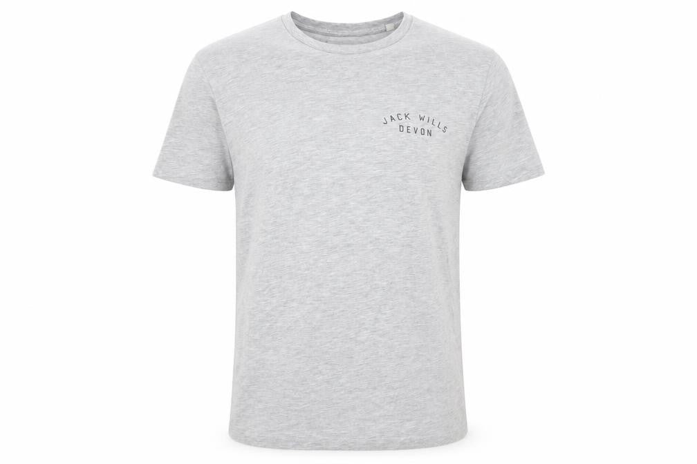 Front view of Jack Wills Men's Grey Short Sleeve Regular Fit T-Shirt