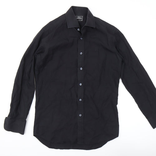 Savile Row Men's Black Long Sleeve Button-Up Shirt
