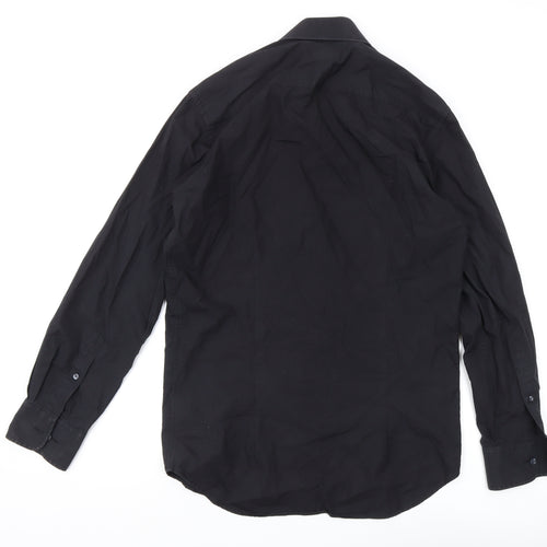 Savile Row Men's Black Long Sleeve Button-Up Shirt