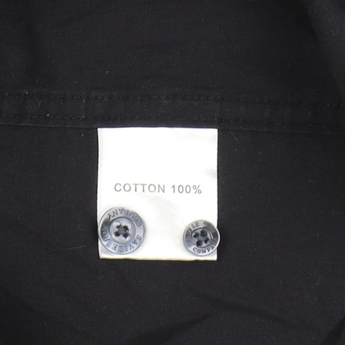 Savile Row Men's Black Long Sleeve Button-Up Shirt