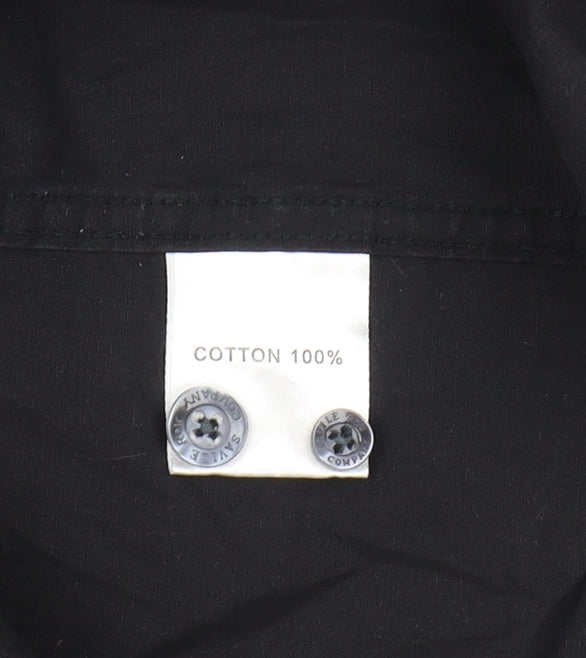 Savile Row Men's Black Long Sleeve Button-Up Shirt