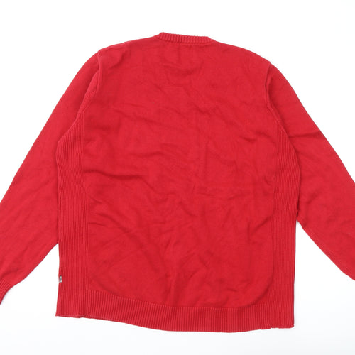Morley Men's Red V-Neck Cotton Pullover - XL