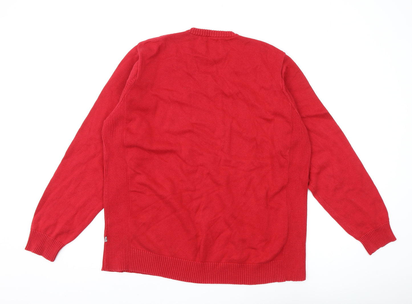 Morley Men's Red V-Neck Cotton Pullover - XL