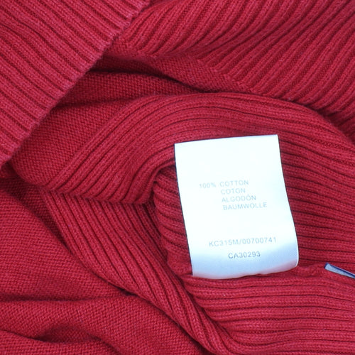 Morley Men's Red V-Neck Cotton Pullover - XL