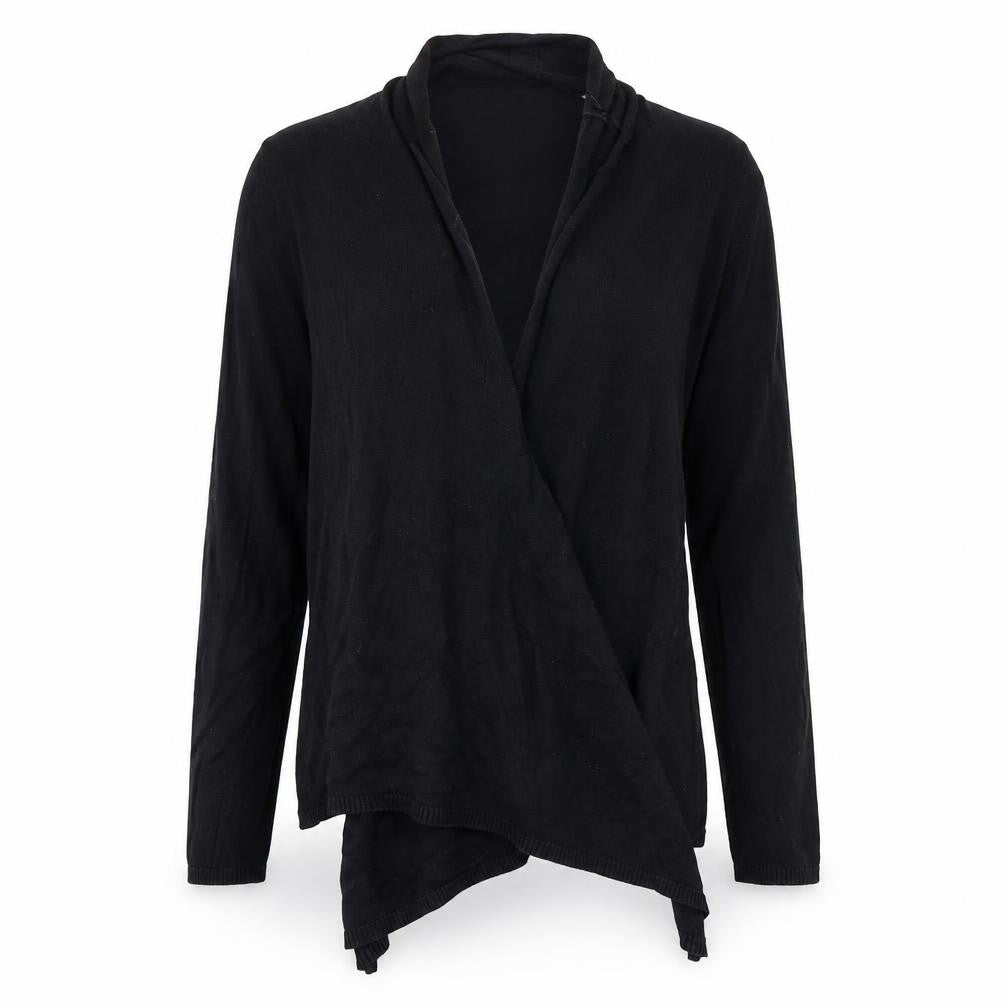 Front view of Oasis Women's Black Cardigan, size 12, Cotton Blend