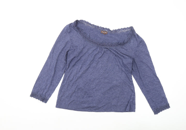 Phase Eight Blue Women's Blouse, Size 12, Crochet Detail