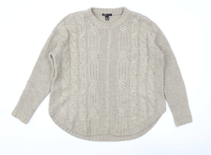 Mango Women's Beige Cable-Knit Pullover Jumper (S)